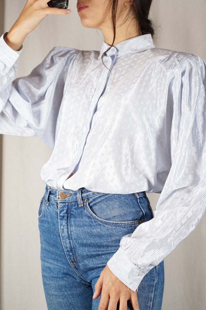 Belle Chemise Vintage rayée satinée - T. 36 à petit 40
