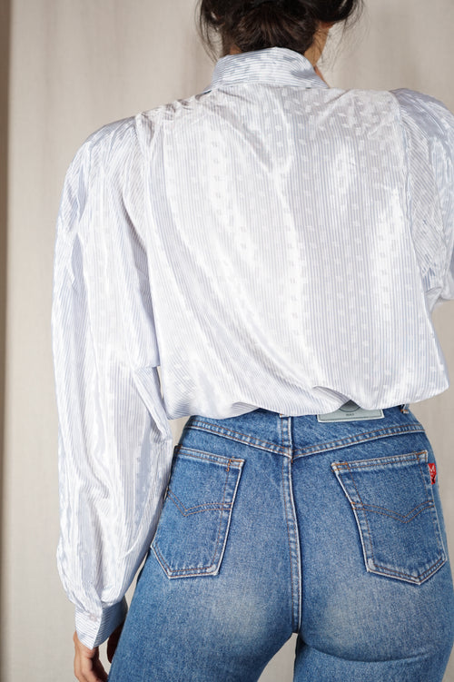 Belle Chemise Vintage rayée satinée - T. 36 à petit 40