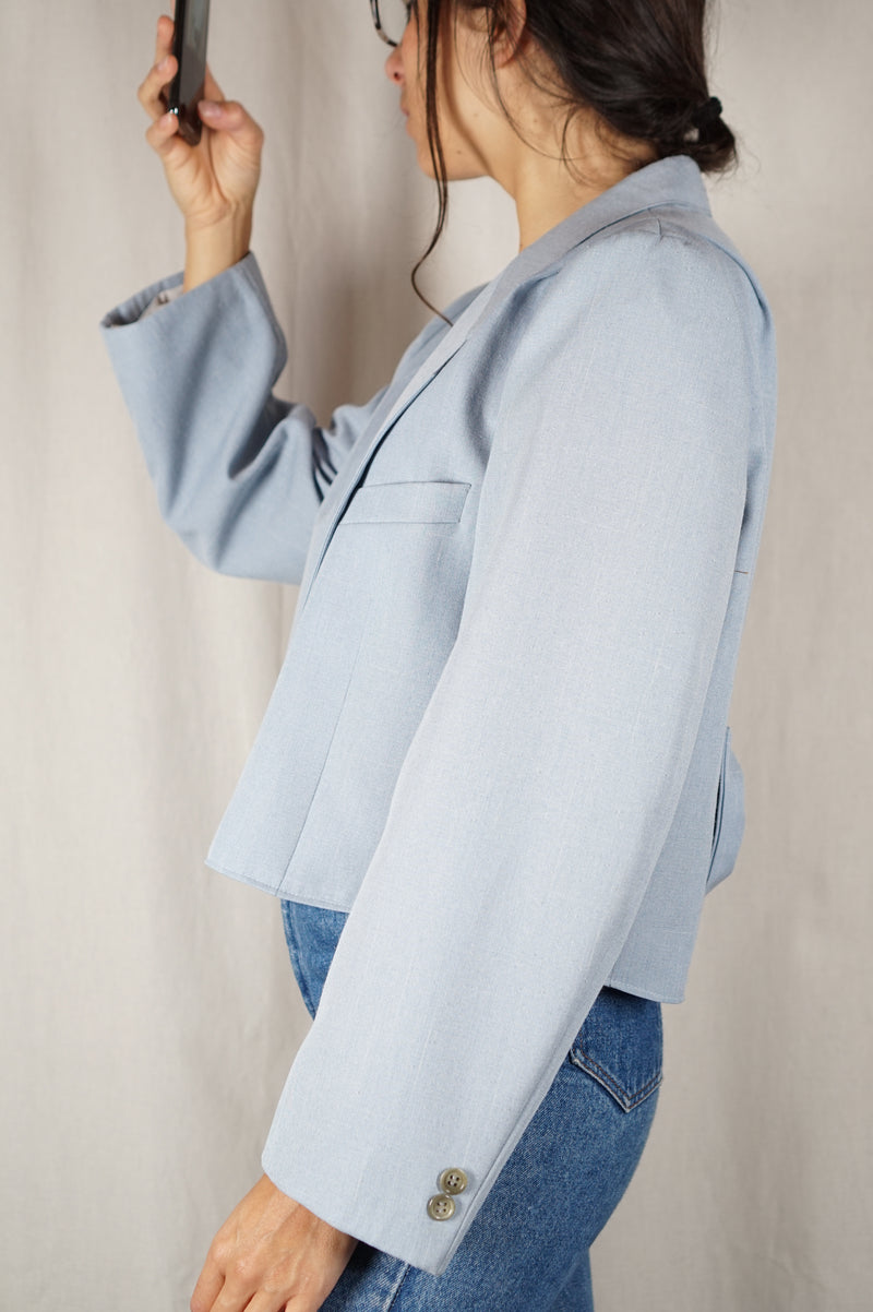 La Veste à Noeud bleu ciel chiné - Pièce unique faut le voir porté © - T. 36 à grand 38