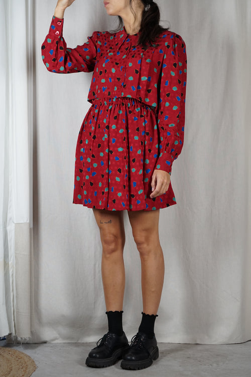 L'Ensemble rouge à motifs - 100% Soie - T. 34 & 36 - T. 1m70 max recommandé