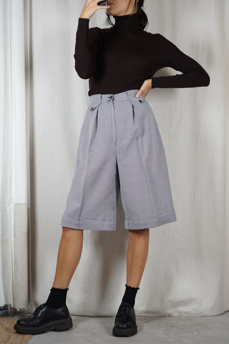 Superbe Bermuda Vintage pied-de-poule - Laine & Viscose - T.38 & petit 40