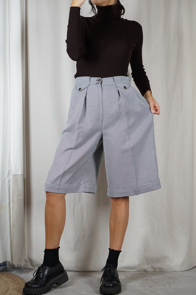 Superbe Bermuda Vintage pied-de-poule - Laine & Viscose - T.38 & petit 40