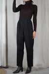 Magnifique Pantalon Vintage noir à pinces - Laine mélangée - T.38