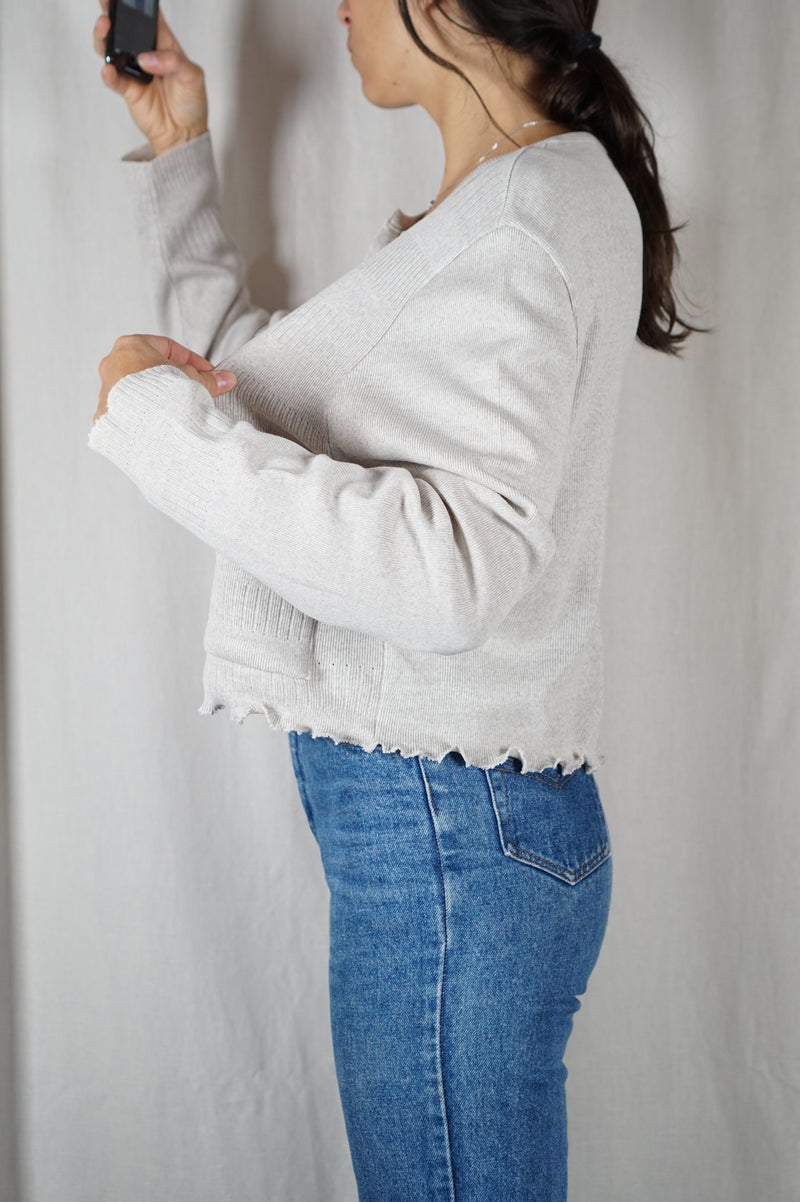 Cardigan Upcyclé couleur sable - Pièce Unique faut le voir porté - T. 42 & 44