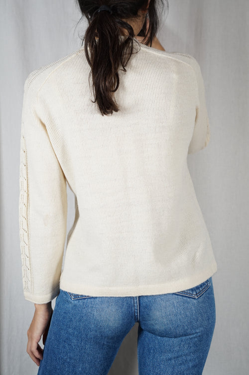 Adorable Cardigan Vintage crème - Laine - T. 38 & 40
