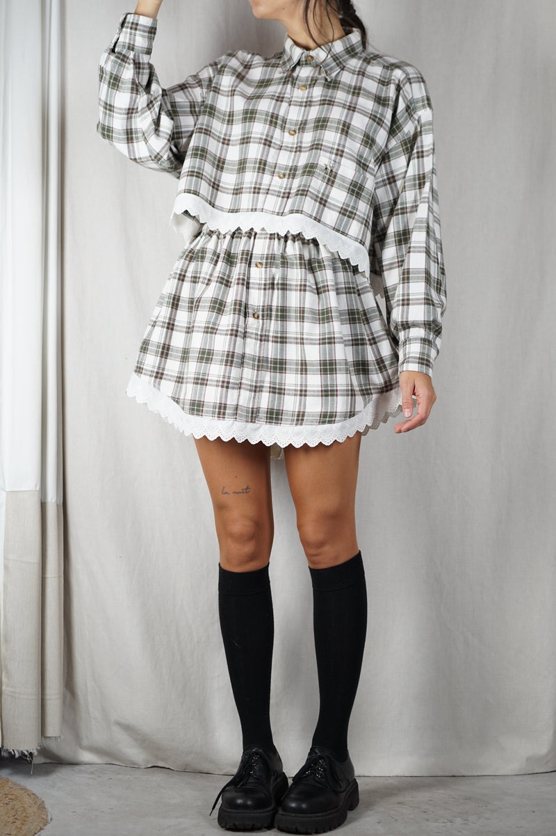L'Ensemble Chemise à Carreaux - Pièce unique faut le voir porté © - 100% Coton & Broderie anglaise - T. 38 à 42