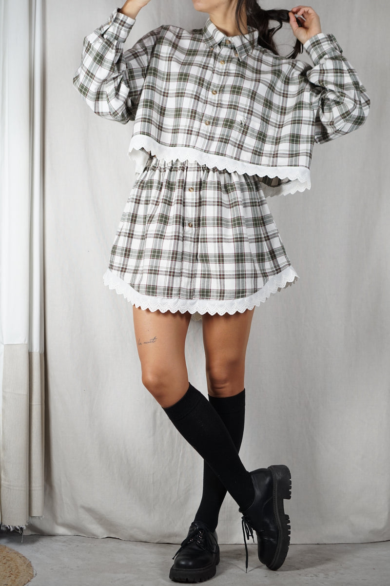 L'Ensemble Chemise à Carreaux - Pièce unique faut le voir porté © - 100% Coton & Broderie anglaise - T. 38 à 42