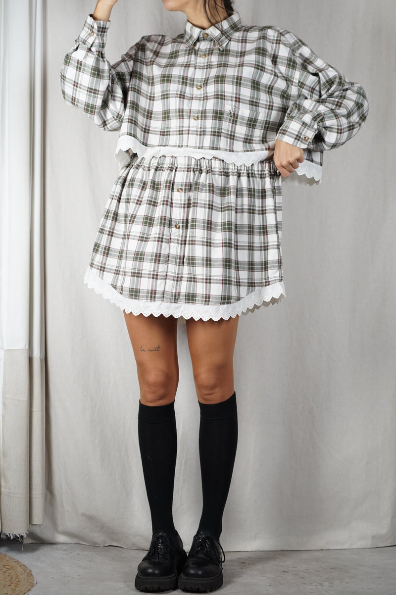 L'Ensemble Chemise à Carreaux - Pièce unique faut le voir porté © - 100% Coton & Broderie anglaise - T. 38 à 42