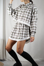 L'Ensemble Chemise à Carreaux - Pièce unique faut le voir porté © - 100% Coton & Broderie anglaise - T. 38 à 42