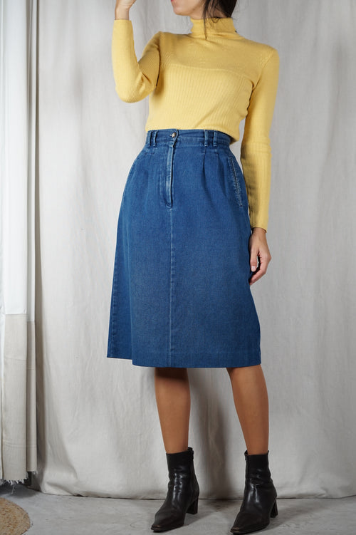 Superbe Jupe vintage en denim - 100% Coton - T. 38 - idéale grandes!