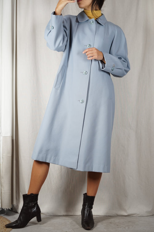 Superbe Trench Vintage bleu givré - T. 38 & 40 - idéal grandes!