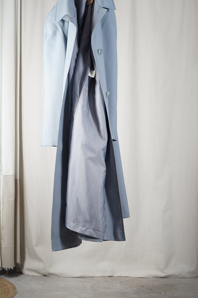 Superbe Trench Vintage bleu givré - T. 38 & 40 - idéal grandes!