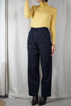 Superbe Pantalon Vintage Bleu marine à pinces - Laine mélangée - T. 34