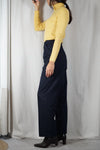 Superbe Pantalon Vintage Bleu marine à pinces - Laine mélangée - T. 34