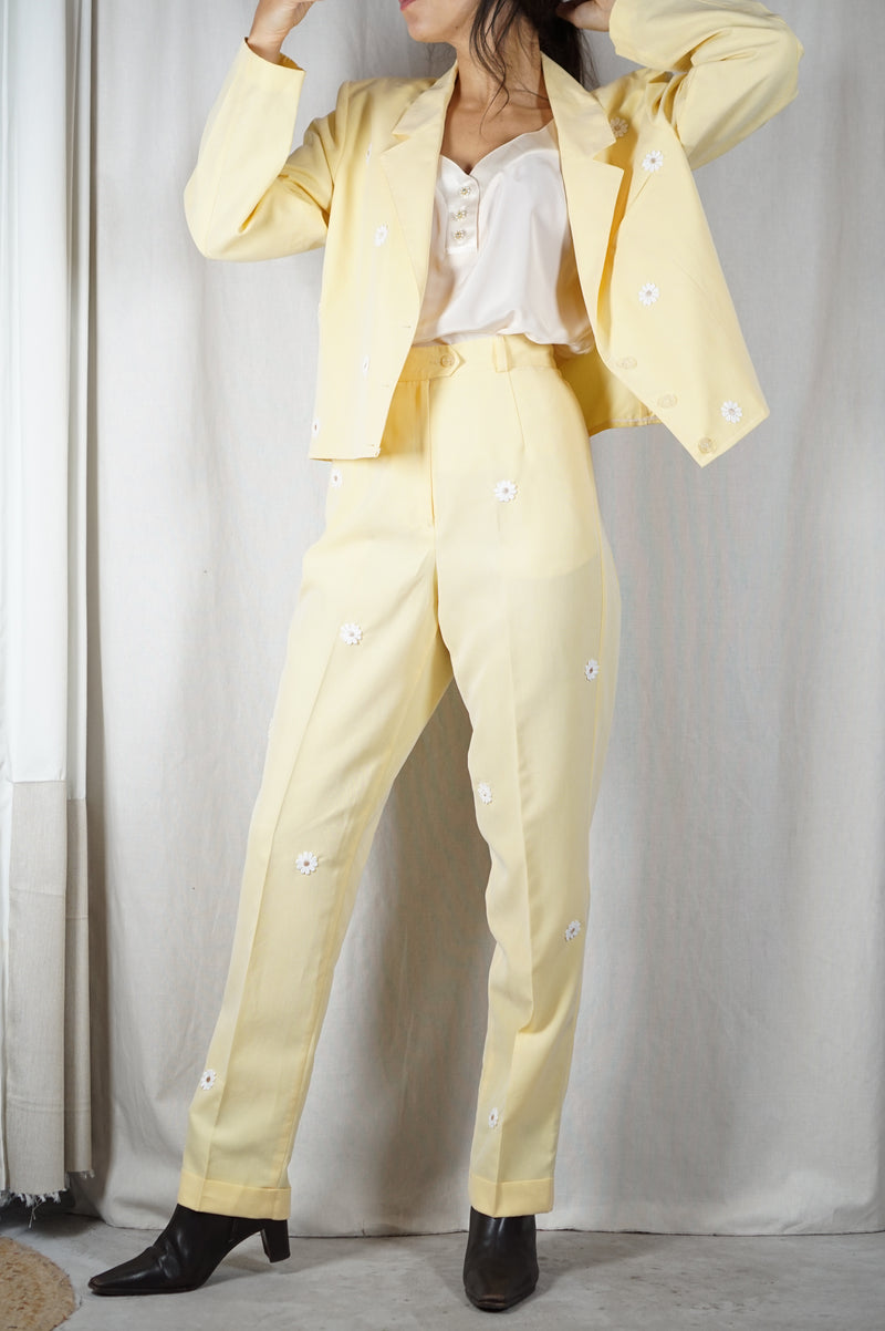 Magnifique Ensemble Tailleur Marguerites upcyclé - Pièce Unique - T. 40