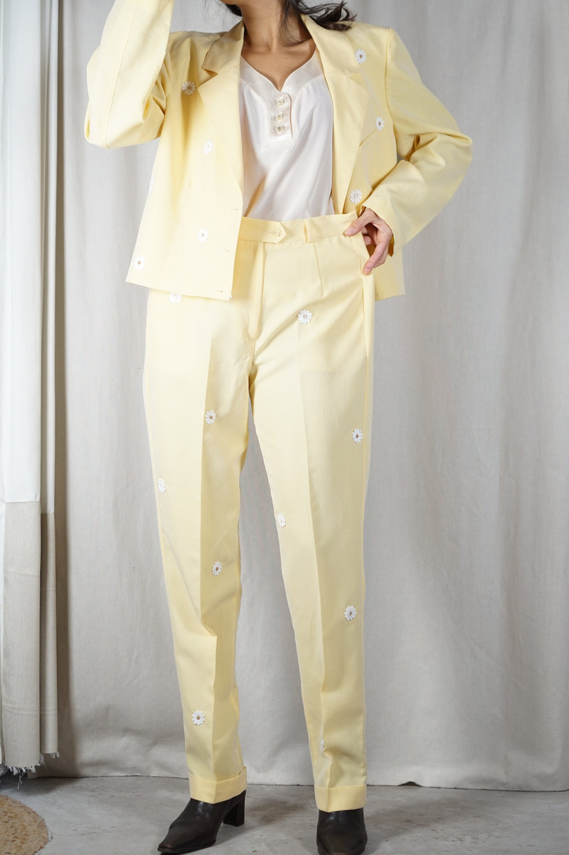 Magnifique Ensemble Tailleur Marguerites upcyclé - Pièce Unique - T. 40