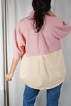 La Chemise Sorbet Vieux Rose & Abricot - Coton mélangé - Pièce unique faut le voir porté © - T. 42 à 48 - idéale grandes!