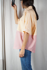 La Chemise Sorbet Abricot & Vieux Rose - Coton mélangé - Pièce unique faut le voir porté © - T. 38 à 42 - idéale grandes!