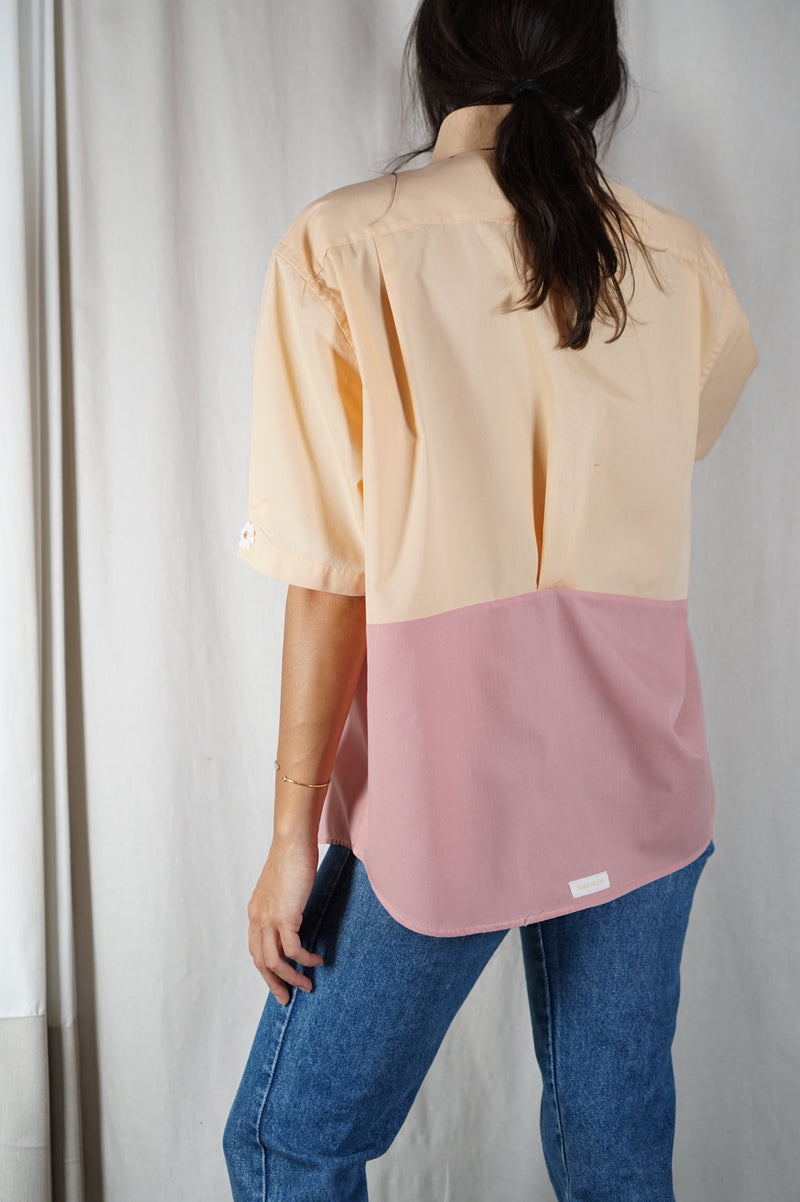 La Chemise Sorbet Abricot & Vieux Rose - Coton mélangé - Pièce unique faut le voir porté © - T. 38 à 42 - idéale grandes!