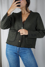 Cardigan Upcyclé couleur Vert forêt - Pièce Unique faut le voir porté - T. 36 à petit 40