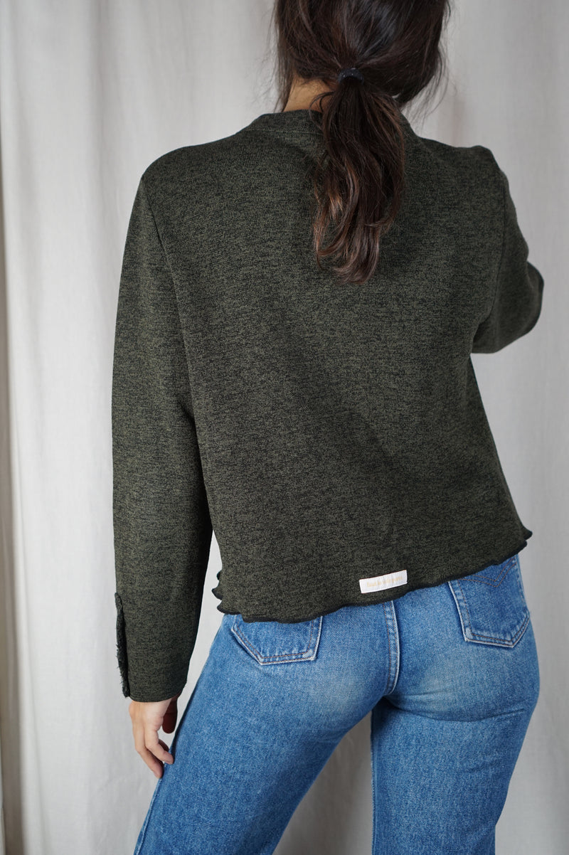 Cardigan Upcyclé couleur Vert forêt - Pièce Unique faut le voir porté - T. 36 à petit 40