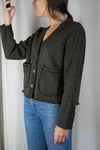 Cardigan Upcyclé couleur Vert forêt - Pièce Unique faut le voir porté - T. 36 à petit 40