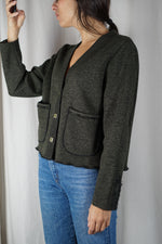 Cardigan Upcyclé couleur Vert forêt - Pièce Unique faut le voir porté - T. 36 à petit 40