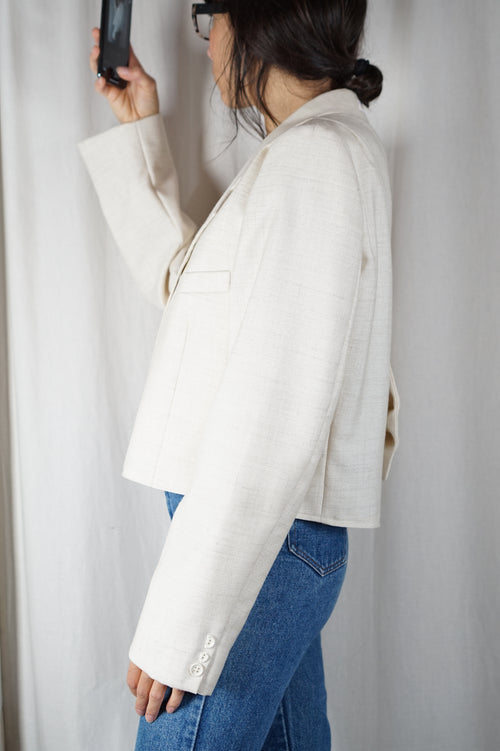 La Veste à Noeud Crème chinée - Laine - Pièce unique faut le voir porté © - T. 38 & 40