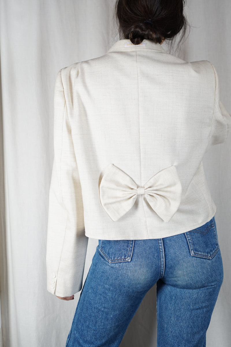 La Veste à Noeud Crème chinée - Laine - Pièce unique faut le voir porté © - T. 38 & 40