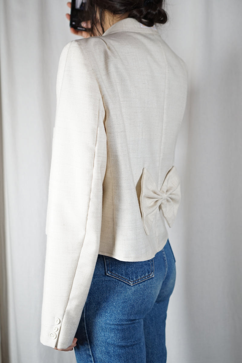 La Veste à Noeud Crème chinée - Laine - Pièce unique faut le voir porté © - T. 38 & 40
