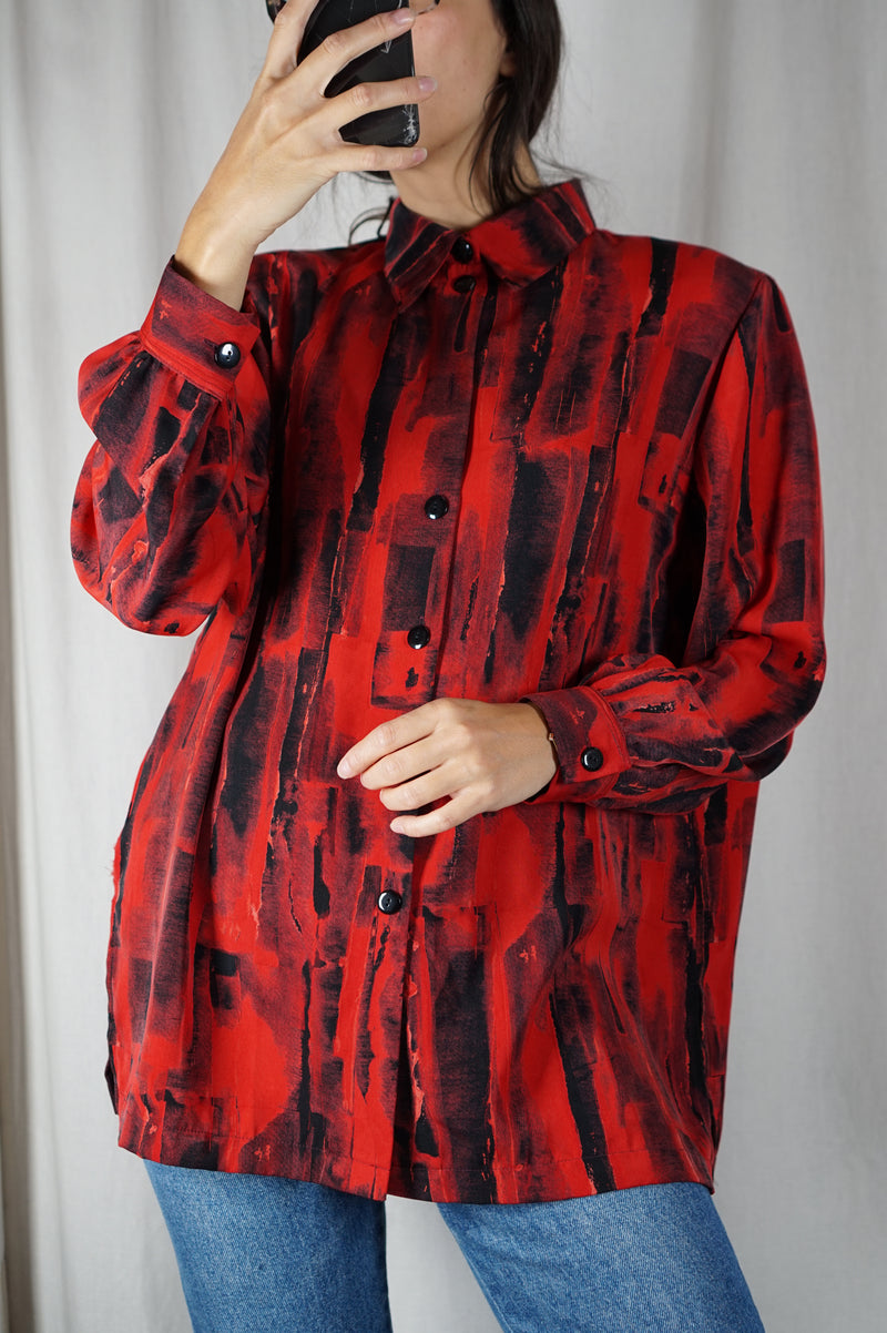Superbe Chemise Vintage peau-de-pêche - T. grand 38 à 42