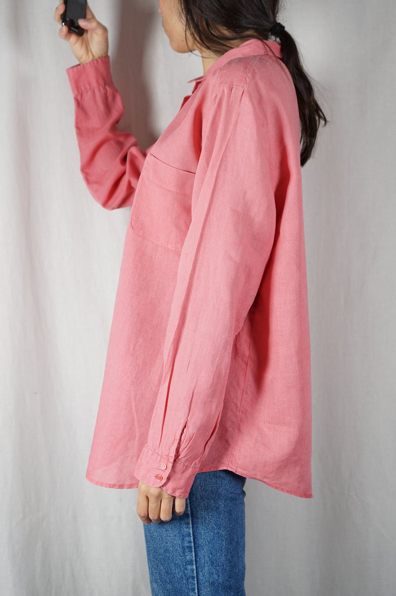 Superbe Chemise couleur corail - Lin - T. 42 à 48