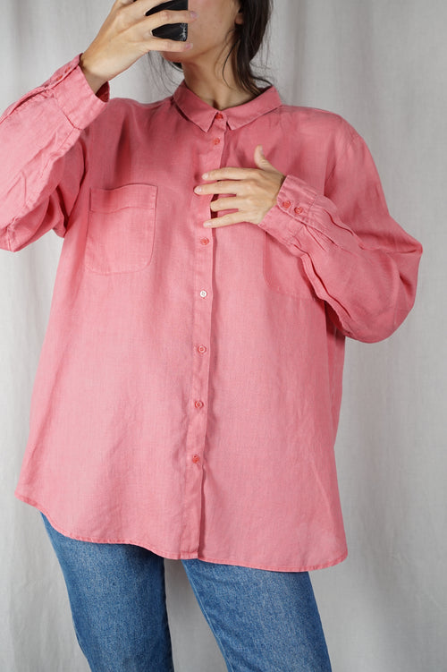 Superbe Chemise couleur corail - Lin - T. 42 à 48