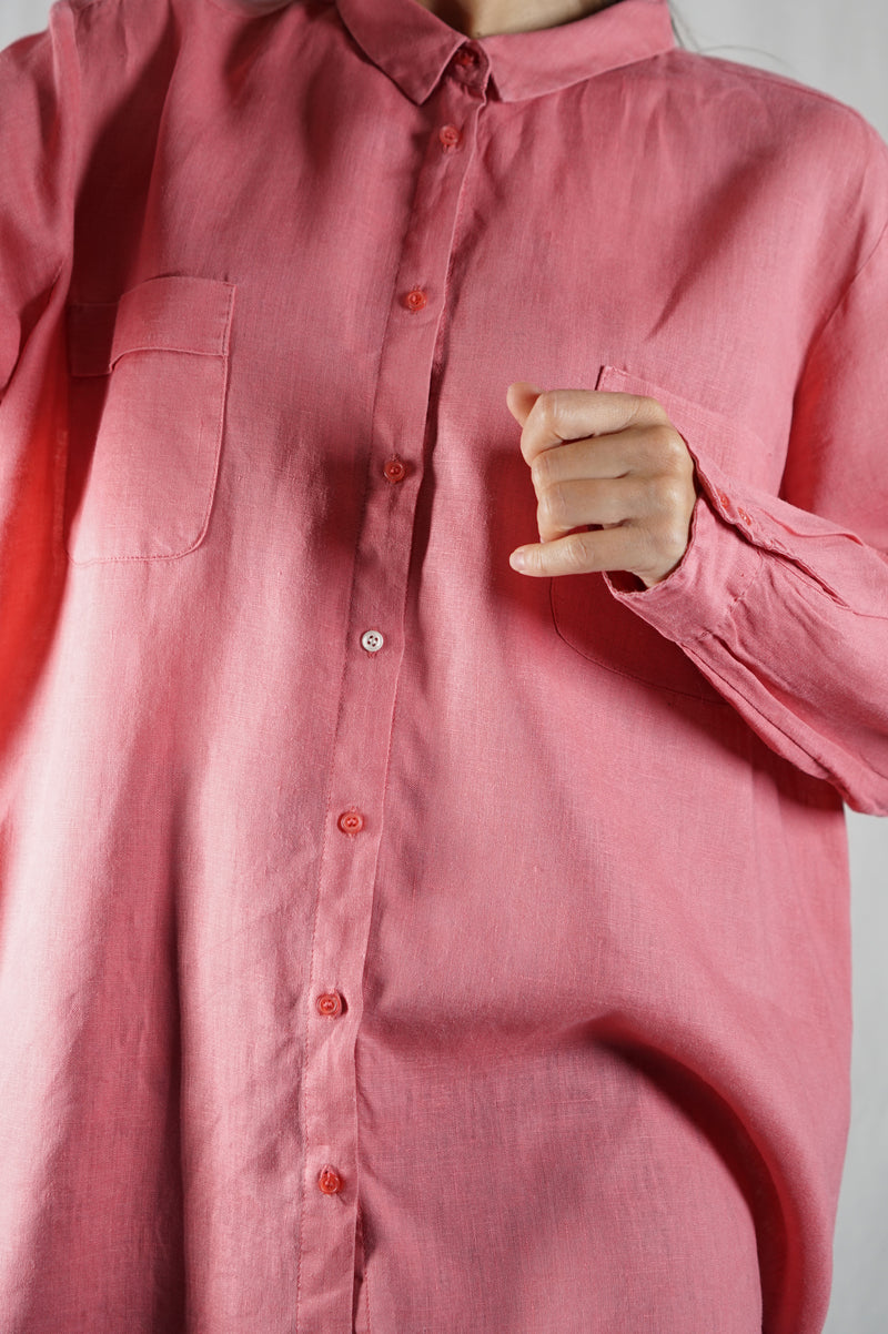 Superbe Chemise couleur corail - Lin - T. 42 à 48