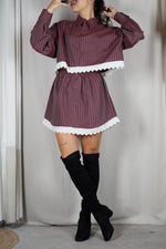 L'Ensemble Chemise Prune Rayé - Pièce unique faut le voir porté © - Coton & Broderie anglaise - T. 38 à petit 42