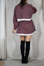 L'Ensemble Chemise Prune Rayé - Pièce unique faut le voir porté © - Coton & Broderie anglaise - T. 38 à petit 42