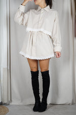 L'Ensemble Chemise Sable Rayé - Pièce unique faut le voir porté © - Coton & Broderie anglaise - T. 38 & 40