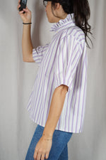 La Chemise Rayée à Collerette - Coton mélangé - Pièce unique faut le voir porté © - T. 36 au grand 40