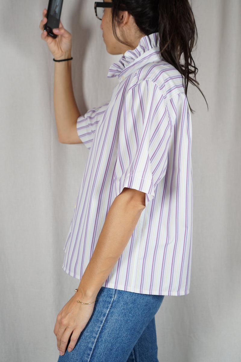 La Chemise Rayée à Collerette - Coton mélangé - Pièce unique faut le voir porté © - T. 36 au grand 40