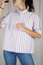 La Chemise Rayée à Collerette - Coton mélangé - Pièce unique faut le voir porté © - T. 36 au grand 40