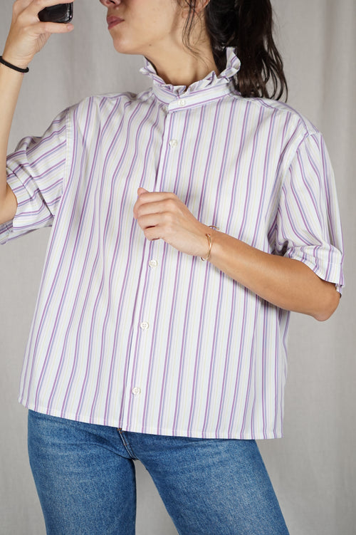 La Chemise Rayée à Collerette - Coton mélangé - Pièce unique faut le voir porté © - T. 36 au grand 40