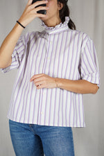 La Chemise Rayée à Collerette - Coton mélangé - Pièce unique faut le voir porté © - T. 36 au grand 40