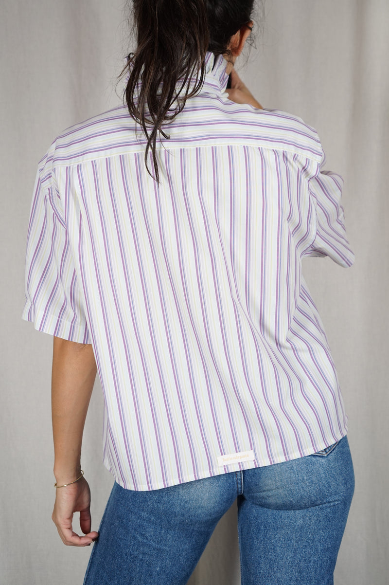 La Chemise Rayée à Collerette - Coton mélangé - Pièce unique faut le voir porté © - T. 36 au grand 40