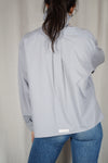 La Chemise Bleu/Gris à Collerette - Coton mélangé - Pièce unique faut le voir porté © - T. 36 à 42
