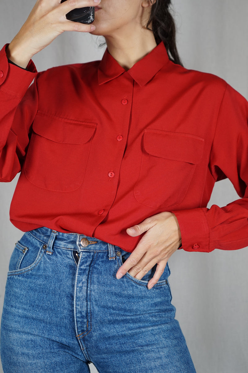 Superbe Chemise Vintage Coquelicot - Viscose mélangée - T. 38 au grand 40