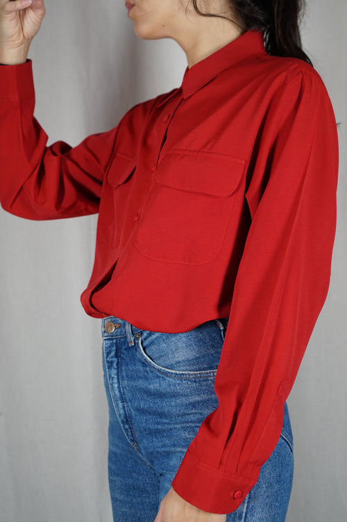 Superbe Chemise Vintage Coquelicot - Viscose mélangée - T. 38 au grand 40