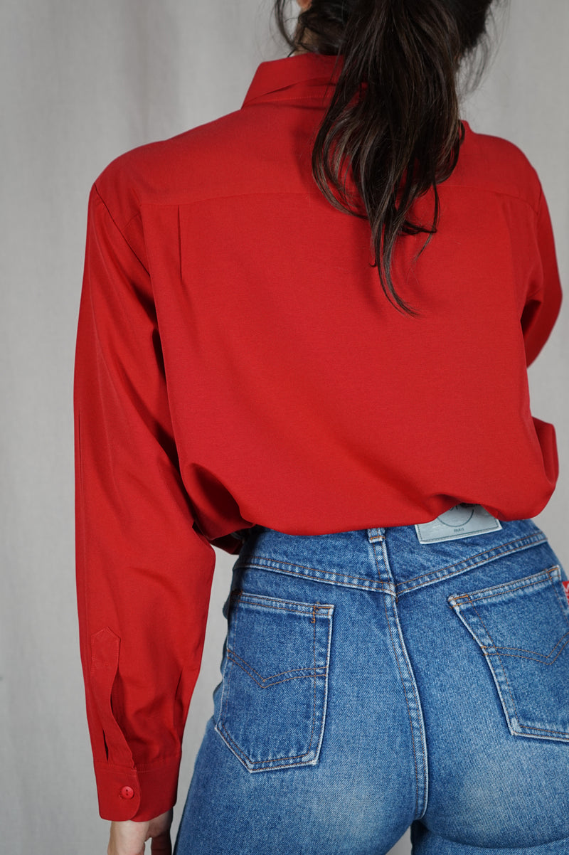 Superbe Chemise Vintage Coquelicot - Viscose mélangée - T. 38 au grand 40