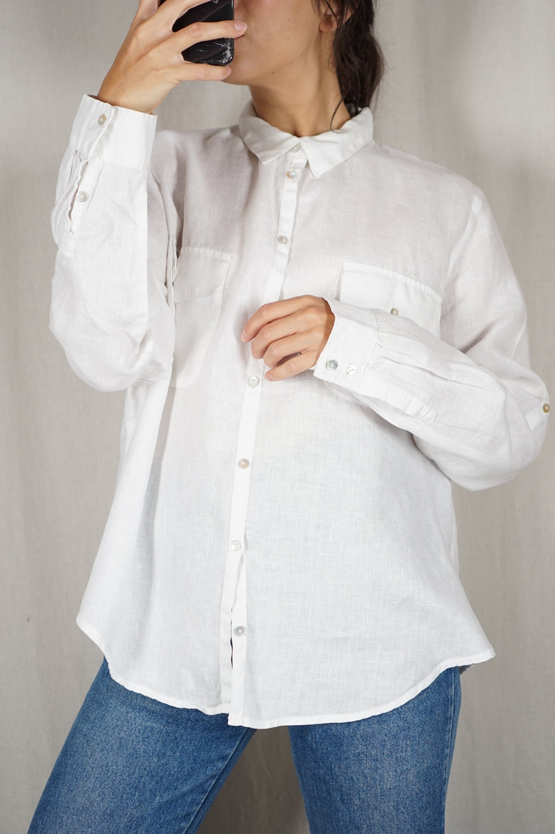 Superbe Chemise Blanche en pur lin - T. 42 à 46/48