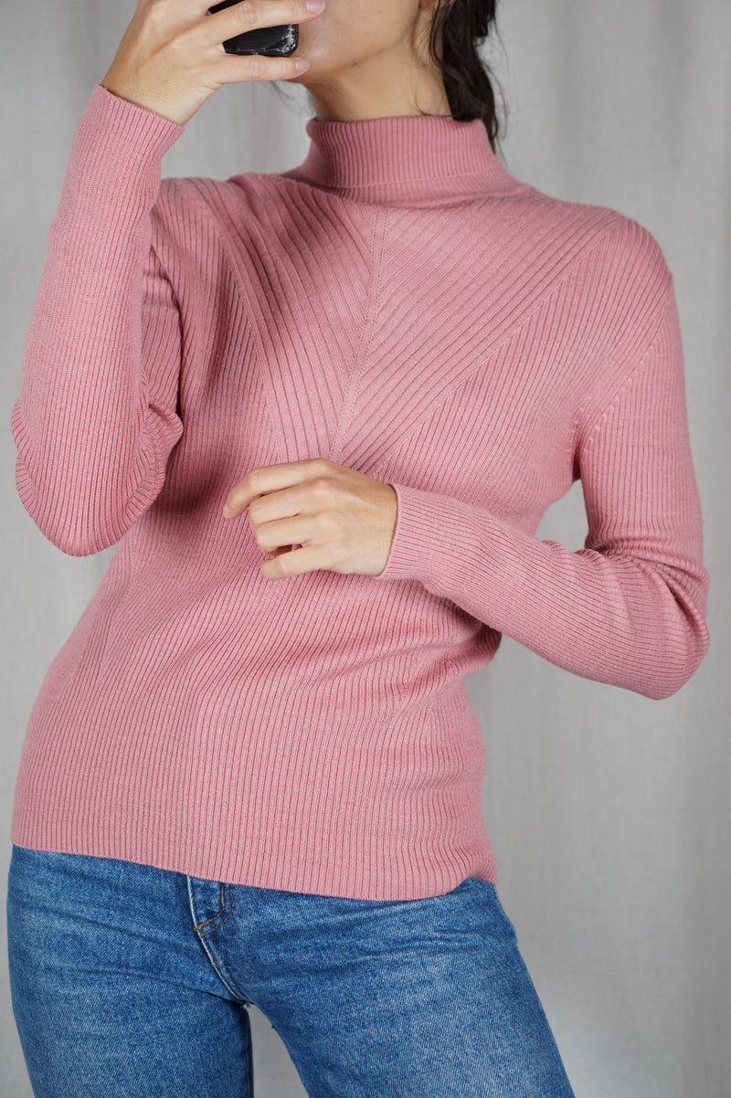 Joli Pull vintage Vieux Rose - Laine - T. 38 & 40