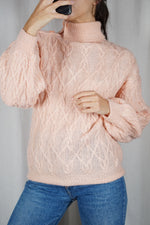 Magnifique Pull Vintage tricoté main - RARE - Laine - T. 36 à 40